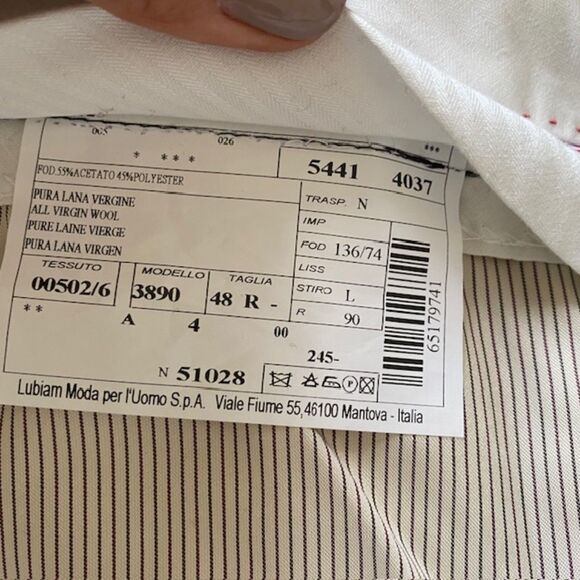 Lubiam Moda Italy Virgin Wool Tailored Fit Unfinished Hem Dress Pants 48R (M) - Picture 8 of 9
